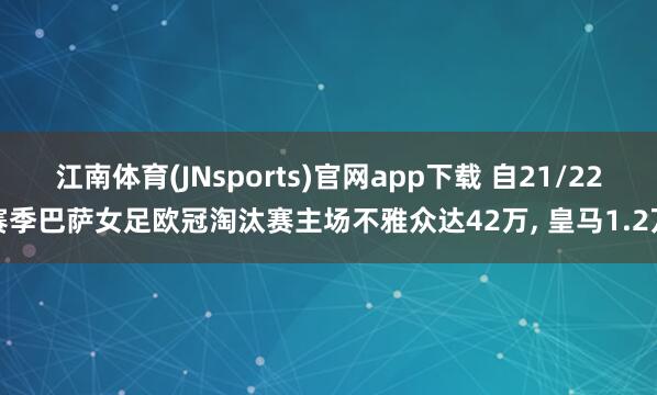 江南体育(JNsports)官网app下载 自21/22赛季巴萨女足欧冠淘汰赛主场不雅众达42万， 皇马1.2万